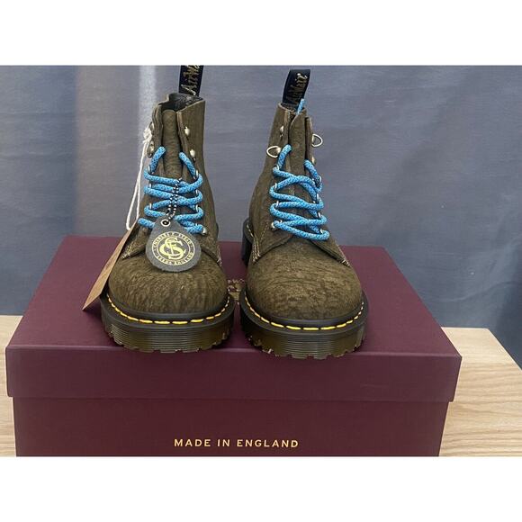 dr martens Airwaves Unisex 101 HDW Boots Size M6/W7 Suede Olive - Picture 4 of 6